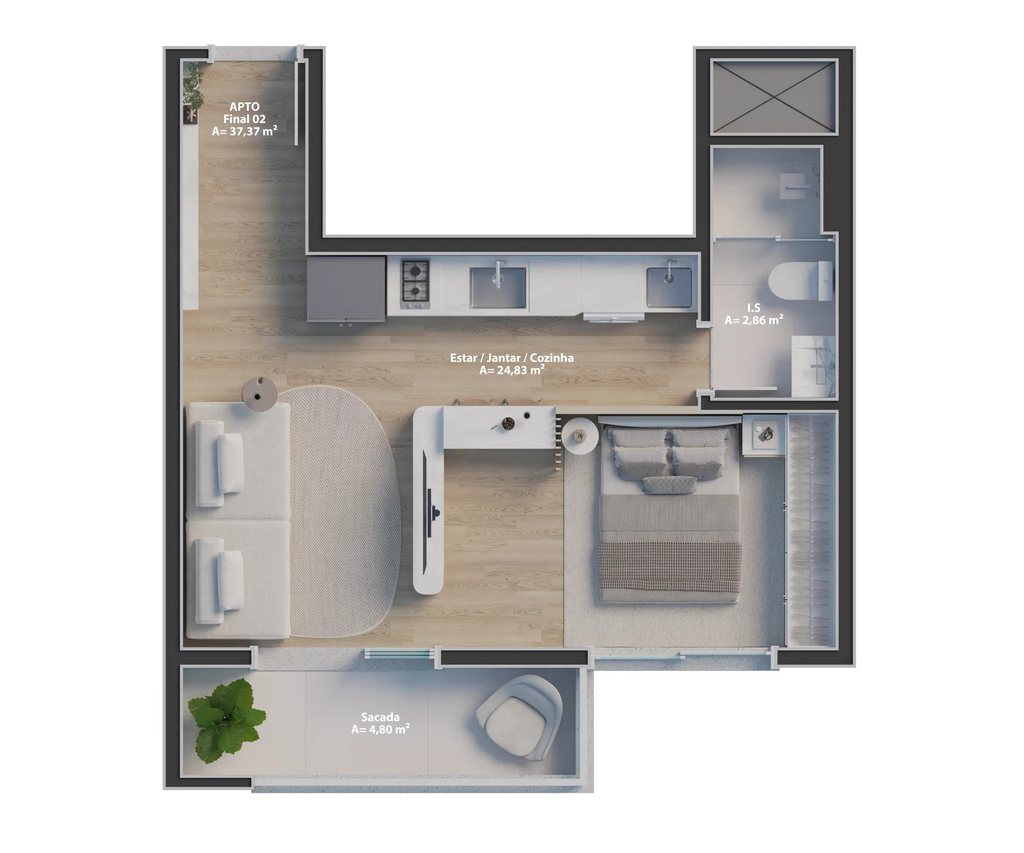 Apartamento, 1 quarto, 37 m² - Foto 24