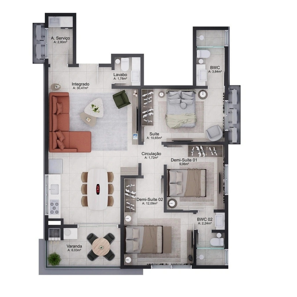 Apartamento, 3 quartos, 96 m² - Foto 7
