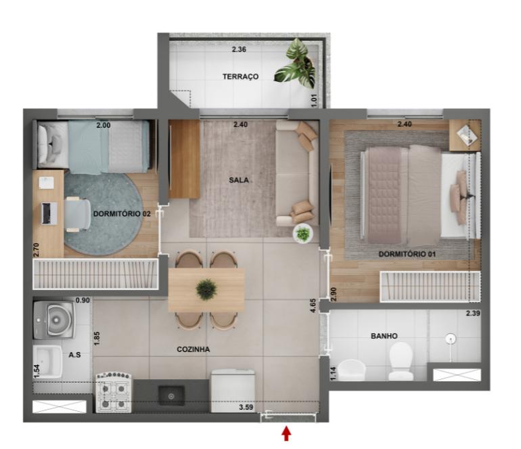 Apartamento, 2 quartos, 44 m² - Foto 16