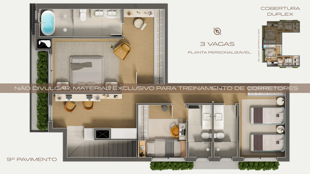 Planta - Planta Humanizada - Cobertura 9º Pavimento