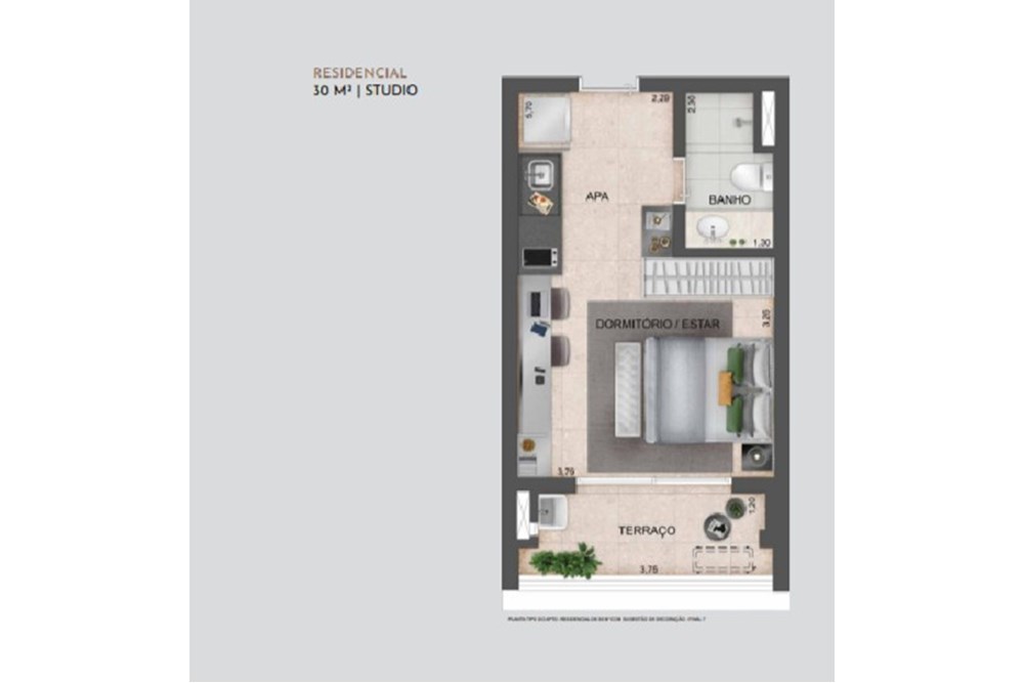 Studio de 1 quarto, 30m² no bairro Vila Clementino, em São Paulo | Eu Corretor