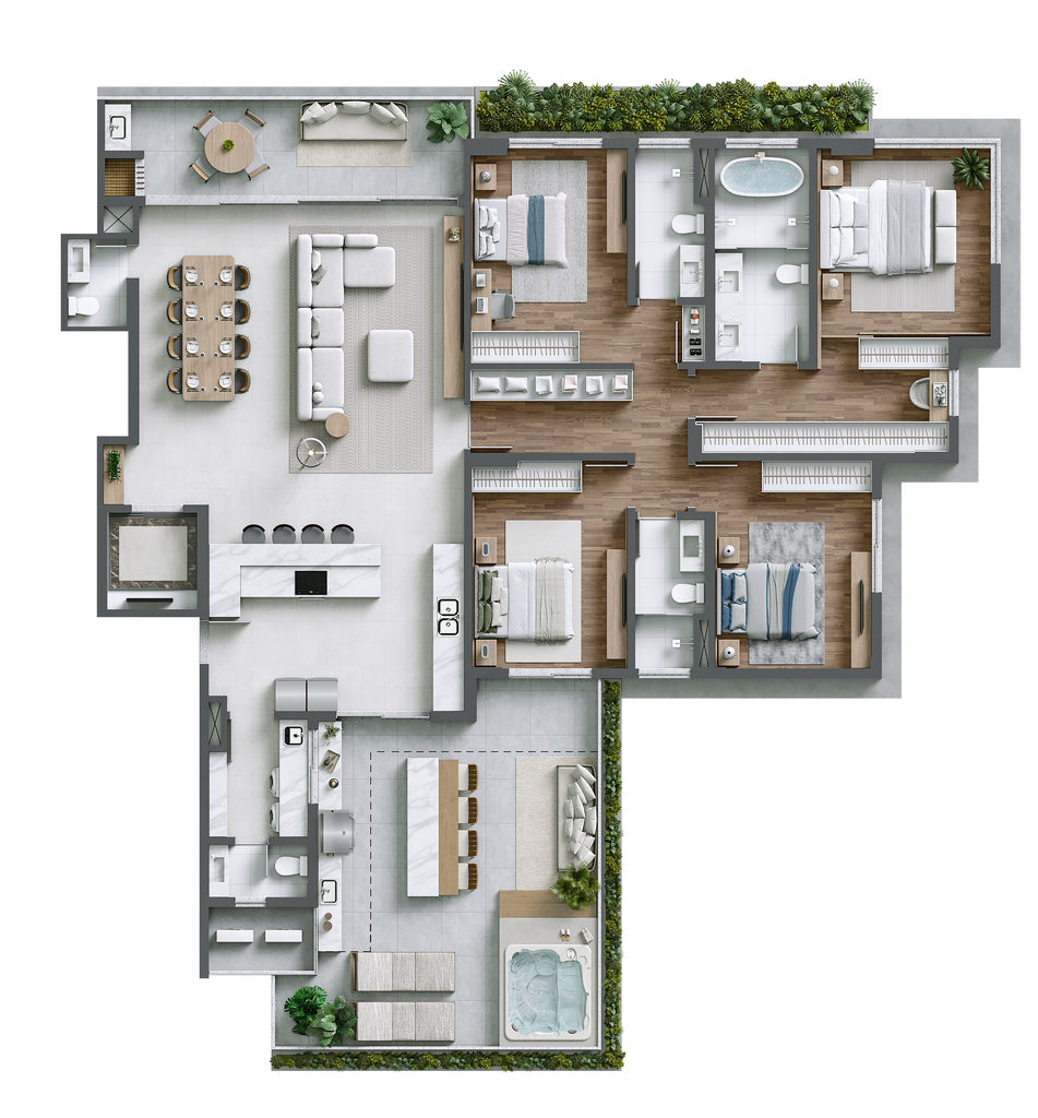 Planta - Garden 202 - 4 dorm - 224,07 m²
