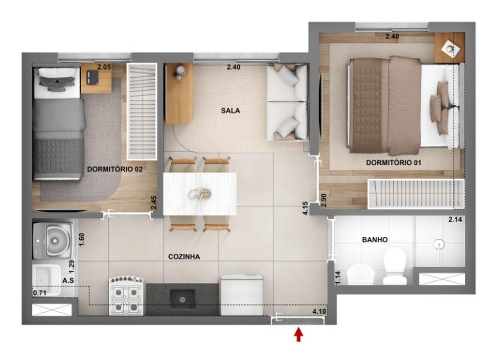 Apartamento, 2 quartos, 44 m² - Foto 14