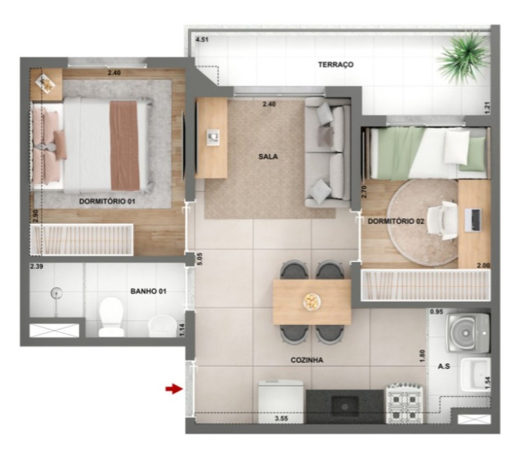 Apartamento, 2 quartos, 45 m² - Foto 19