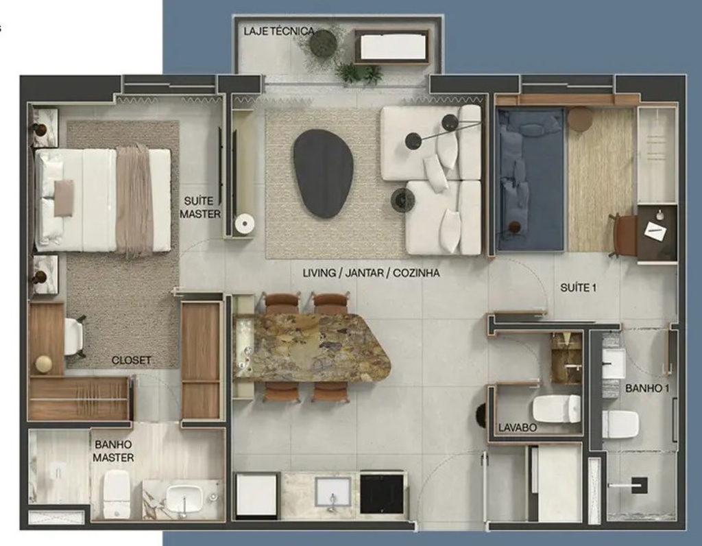 Planta 06 - 2 dorm 57,19m²
