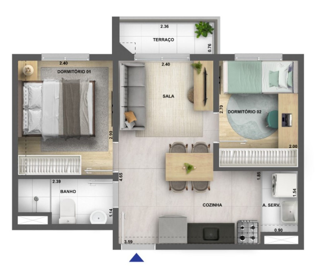 Apartamento, 2 quartos, 45 m² - Foto 19