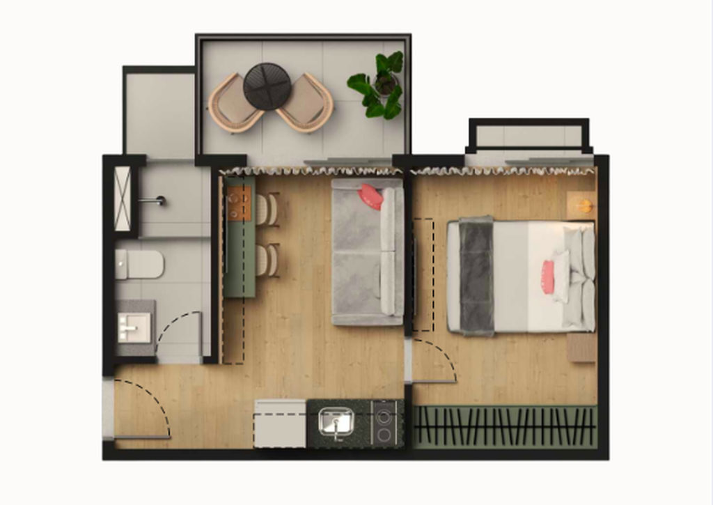 Planta - Planta 04 - 1 dorm 28,82m²