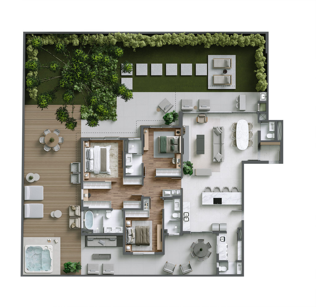 Planta - Garden 101 - 3 dorm - 387,39 m²