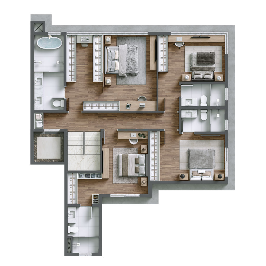 Planta - Cobertura Duplex 1002 - piso superior - 292,28 m²