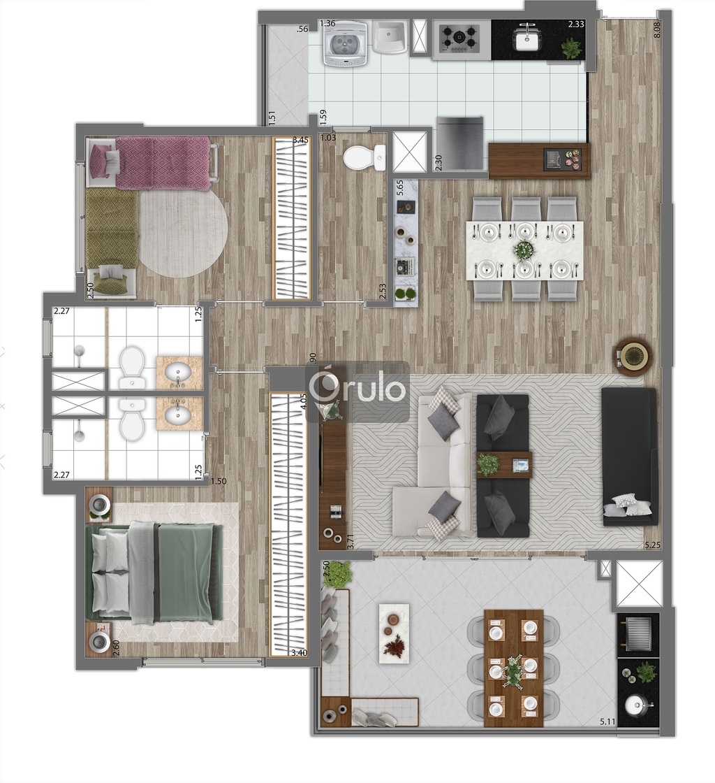 Planta 04 - 2 dorm 91m² - opção