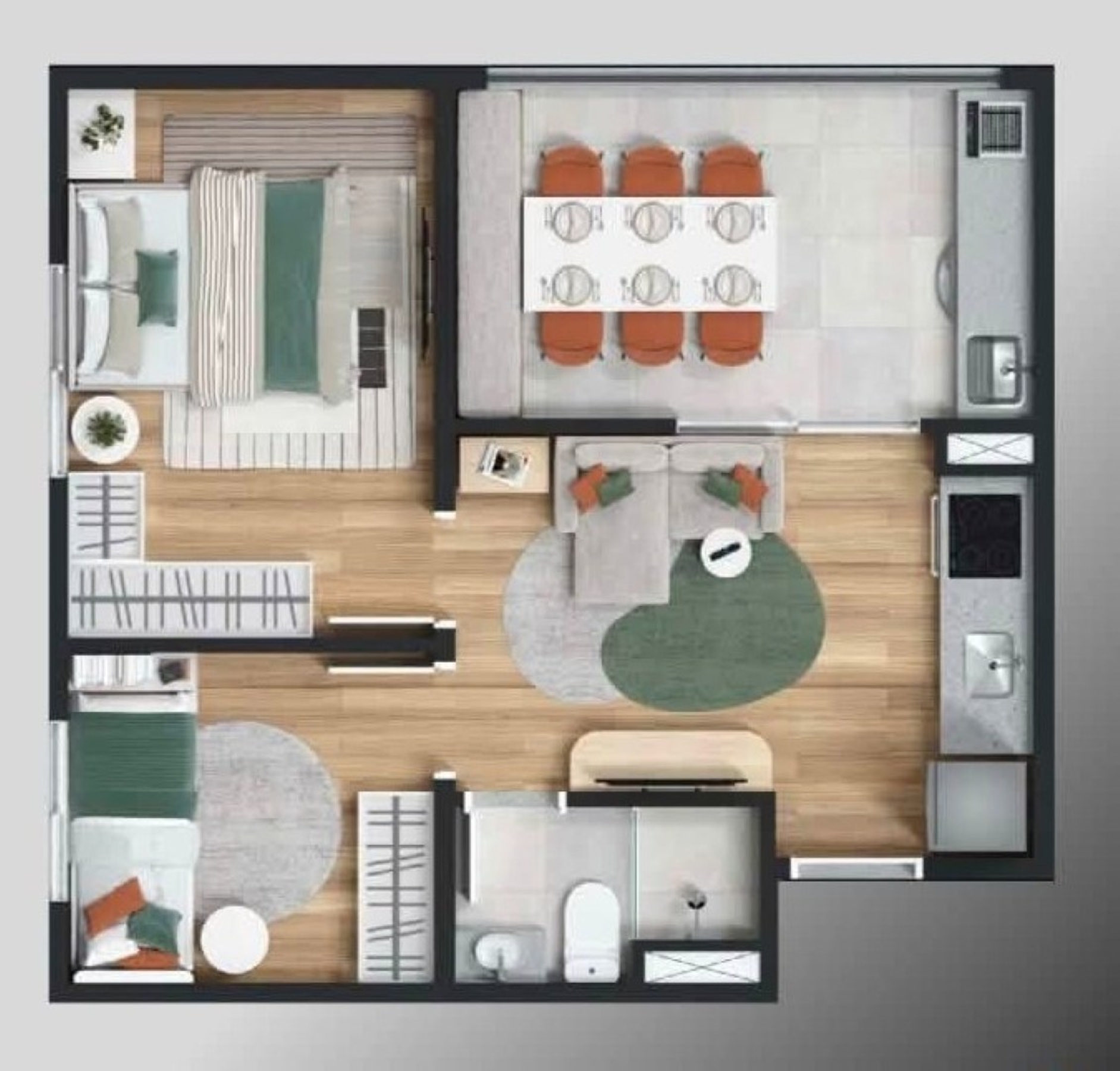 Planta 03 - 2 dorm 38,5m² Planta 03 - 2 dorm 38,5m²