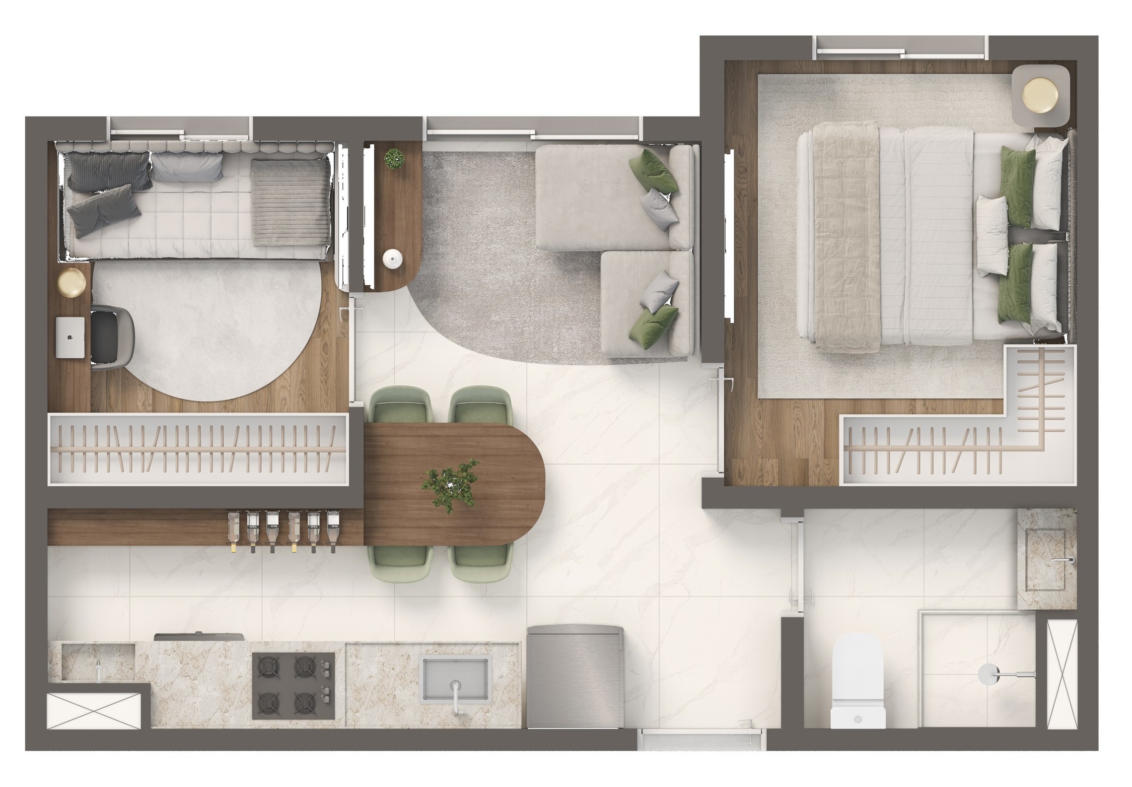 Planta 03 - 2 dorm 31,70m²