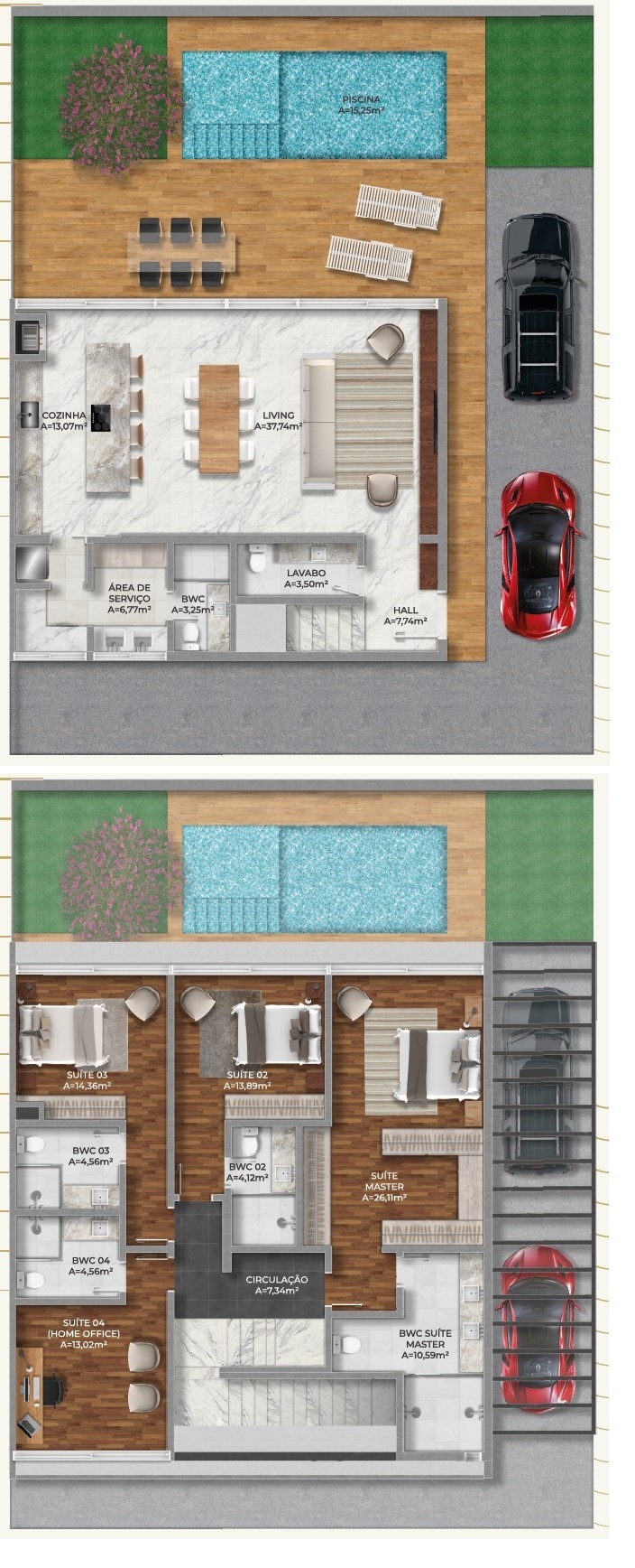Planta 01 - 3 dorm 298 89m²