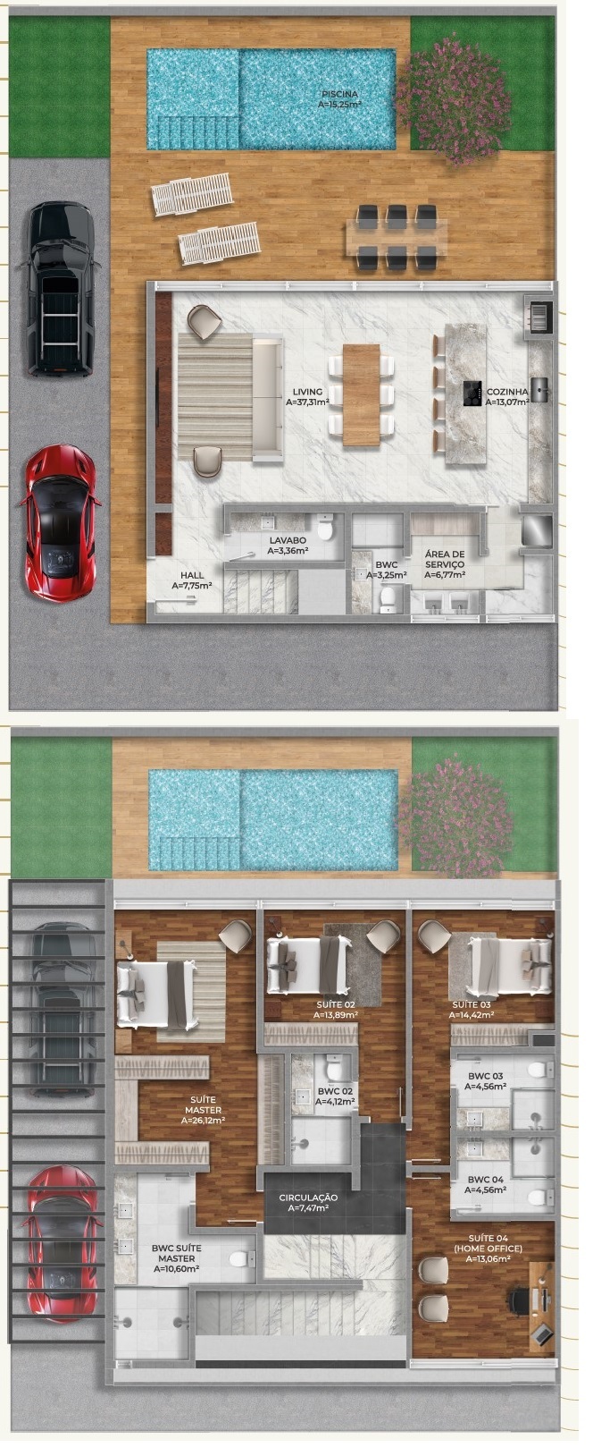 Planta 02 - 3 dorm 298 89m²