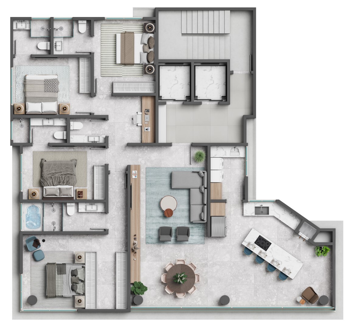 Planta 01 - 4 dorm 178 12m²