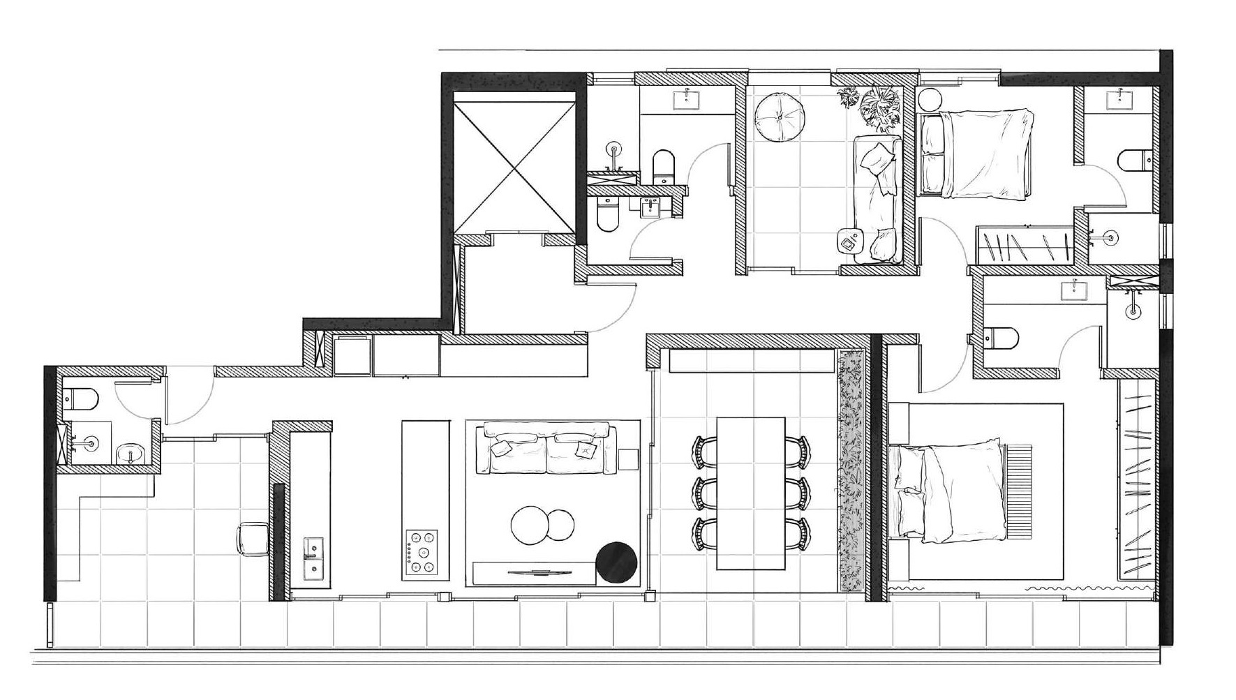 Planta 02 - 2 dorm 148 88m² - garden