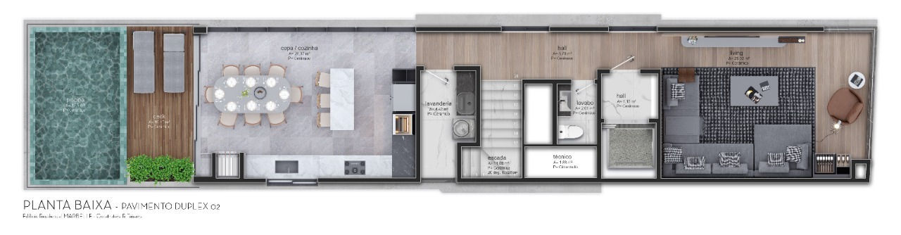 Planta 03 - 3 dorm 215 53m² - cobertura duplex - superior