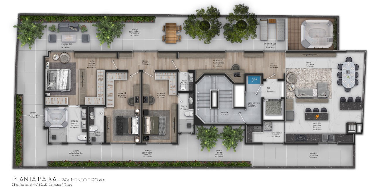 Planta 04 - 3 dorm 301 89m² - garden