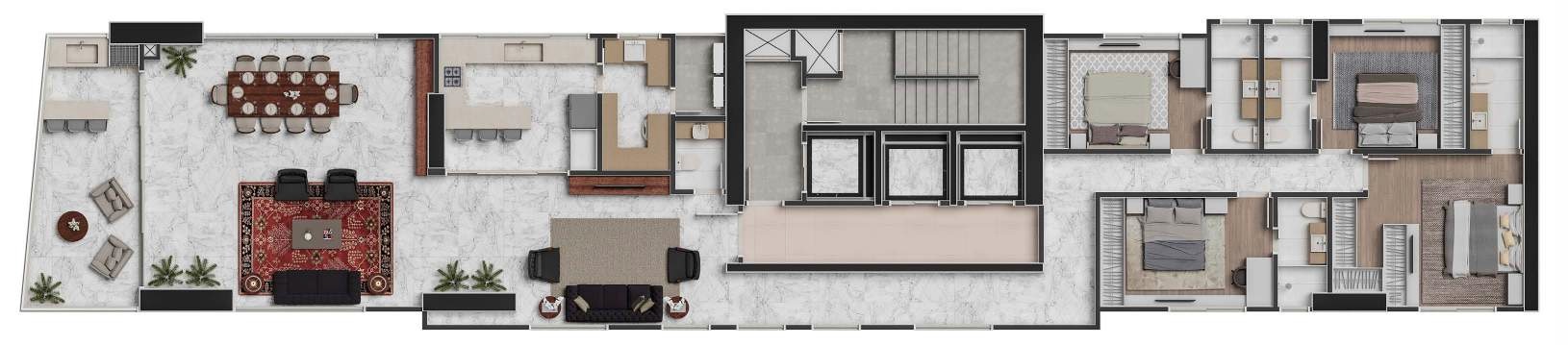 Planta 01 - 4 dorm 260m²