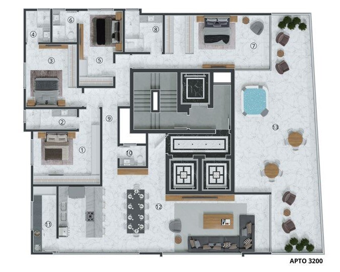 Planta 02 - 4 dorm 285m²