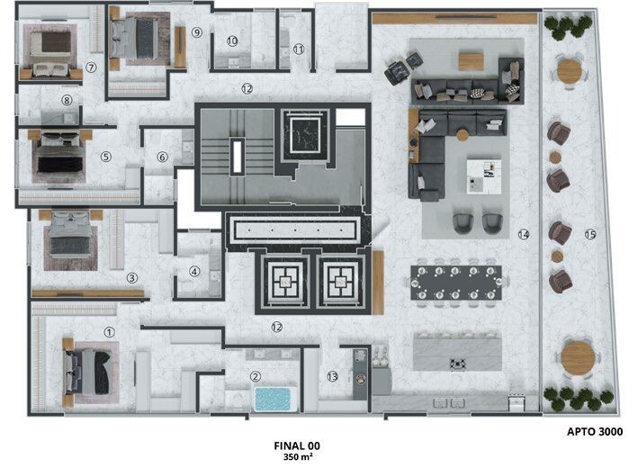 Planta 04 - 5 dorm 350m²