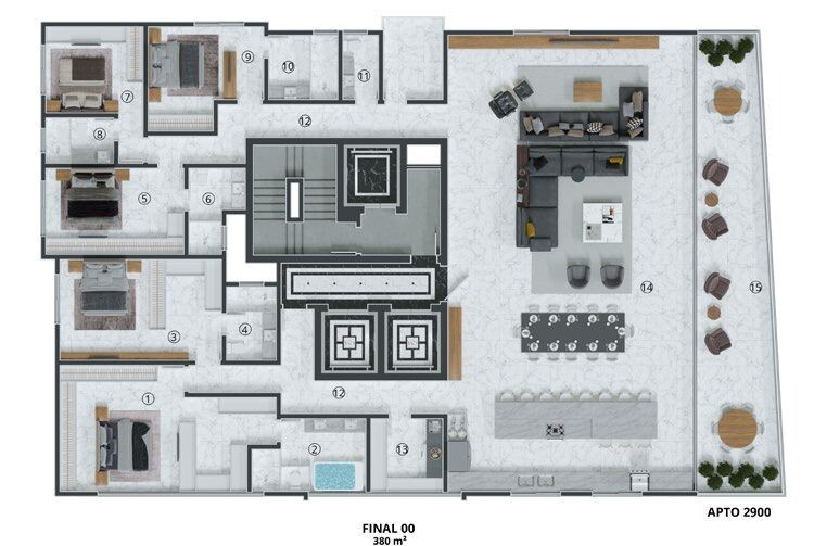 Planta 05 - 5 dorm 380m²