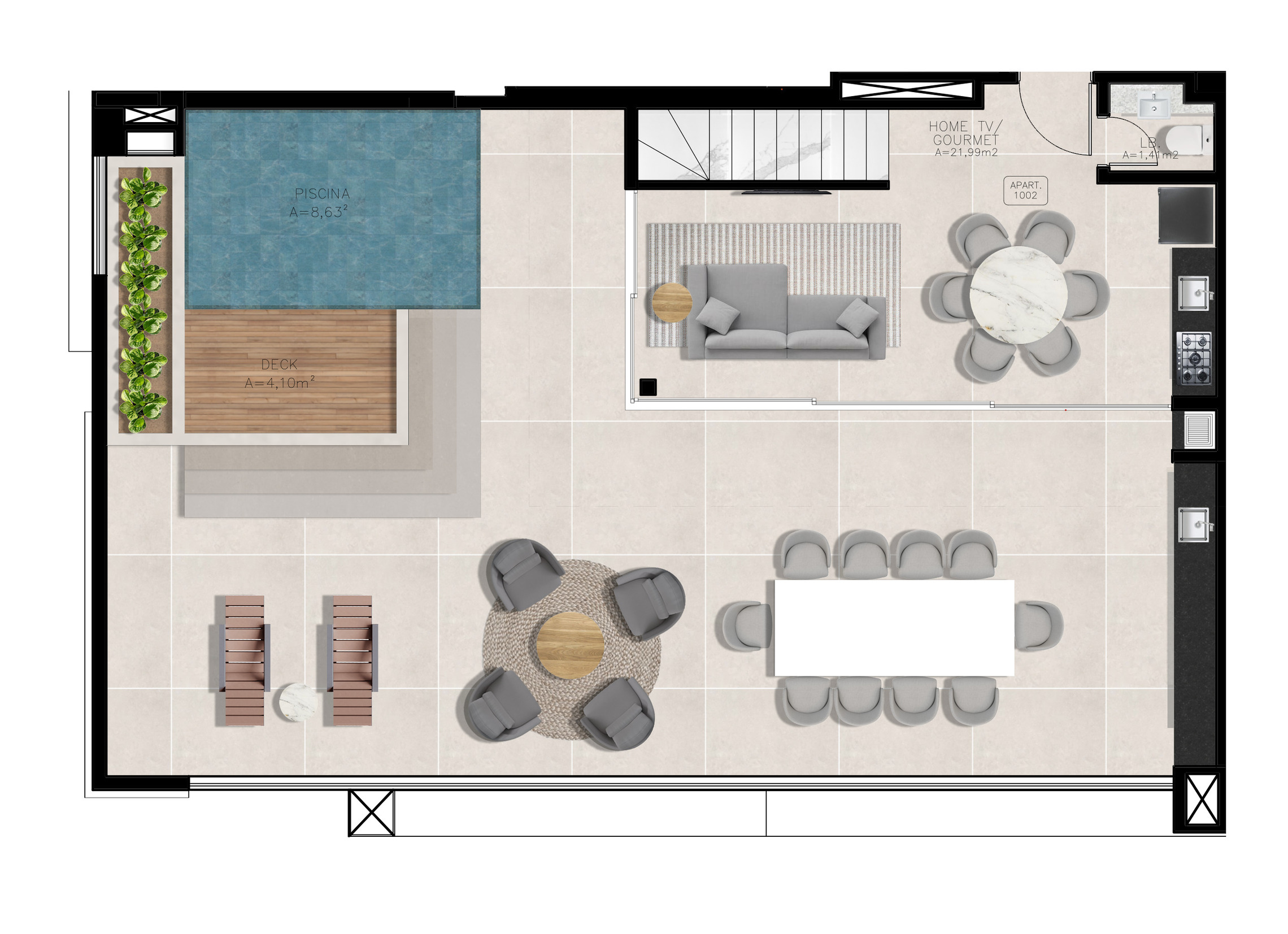 Planta 06 - 3 dorm 249 69m² - cobertura duplex - superior