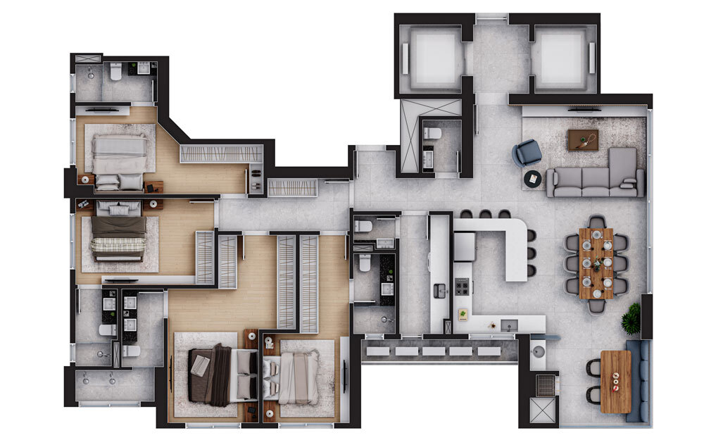 Planta 01 - 4 dorm 181m²