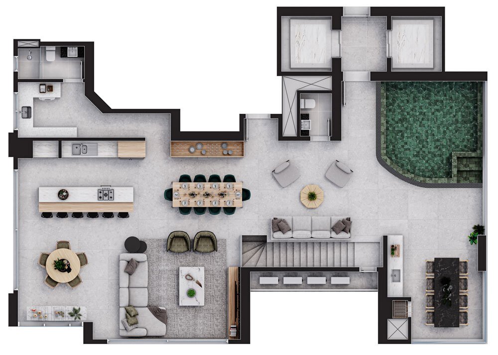 Planta 03 - 4 dorm 362m² - cobertura duplex - superior