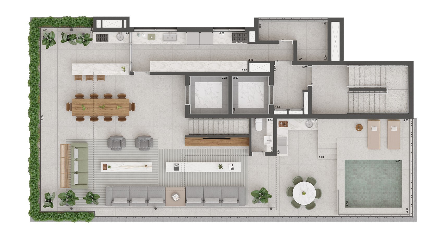 Planta 05 - 4 dorm 327m² - cobertura duplex - superior