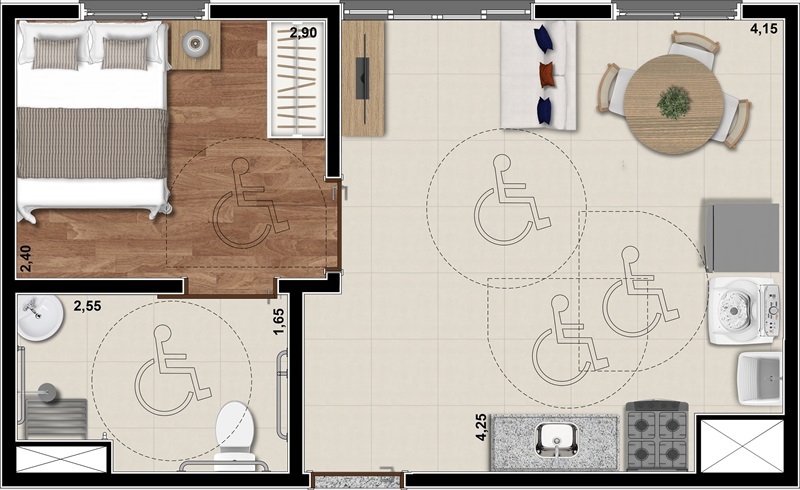 Planta 03 - 1 dorm 26 199m²