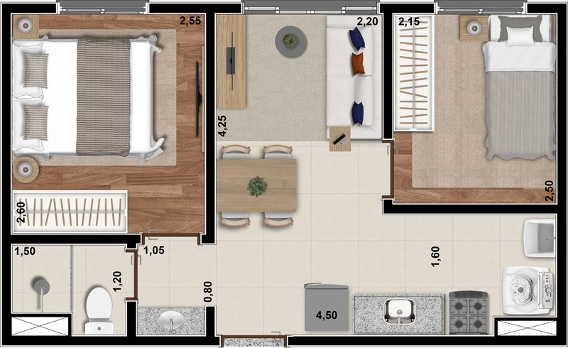 Planta 06 - 2 dorm 33 59m²