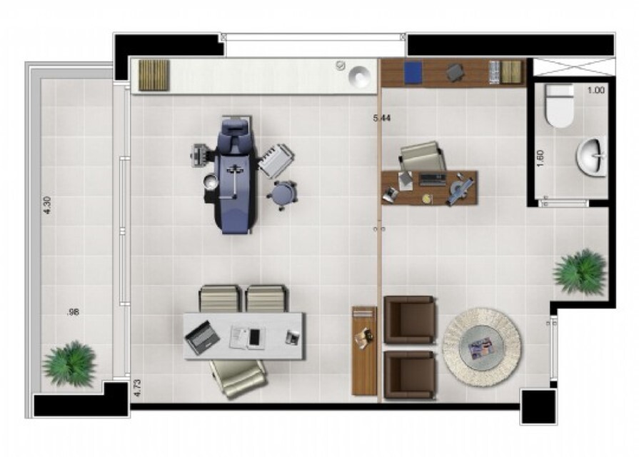 Planta 01 - 39m² - sala