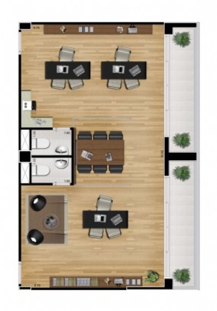 Planta 03 - 77m² - sala - junção