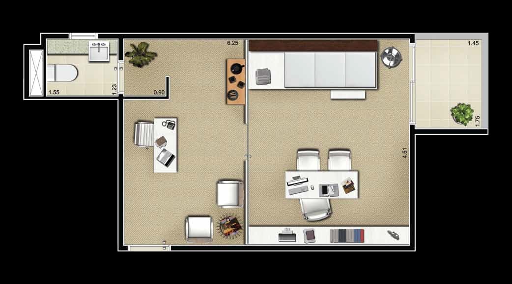 Planta 01 - 37 17m² - sala