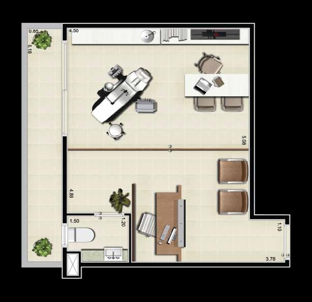 Planta 02 - 37 81m² - sala