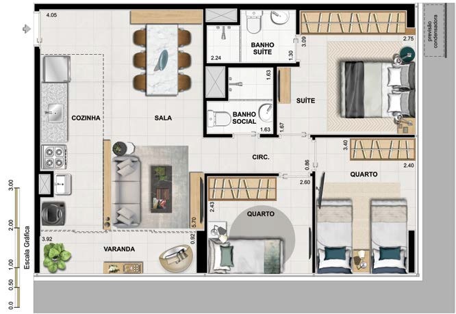 Planta 06 - 3 dorm 65 15m²
