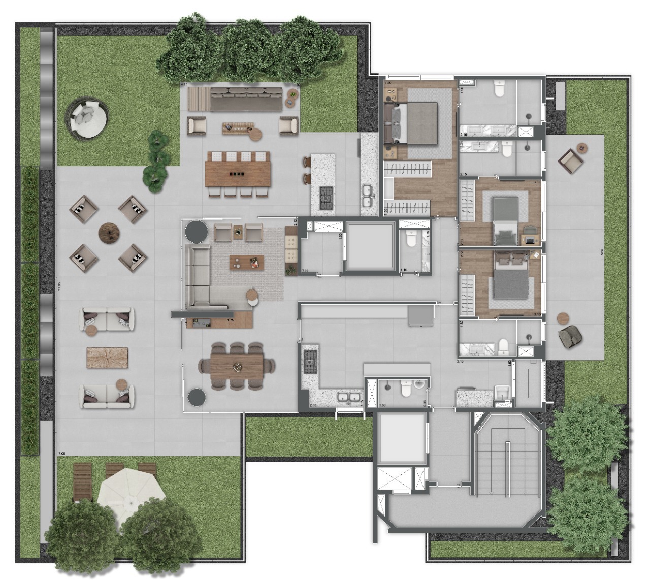 Planta 01 - 3 dorm 412m² garden Planta 01 - 3 dorm 412m² garden