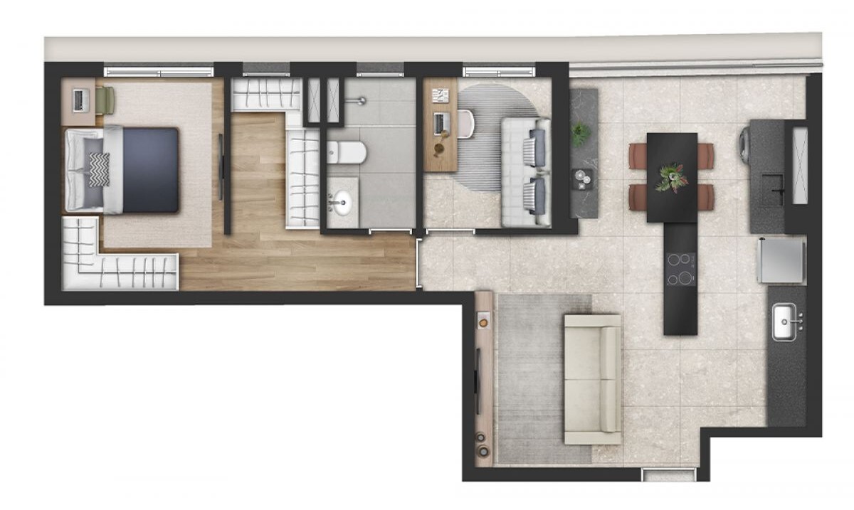 Planta 01 - 2 dorm 61m²