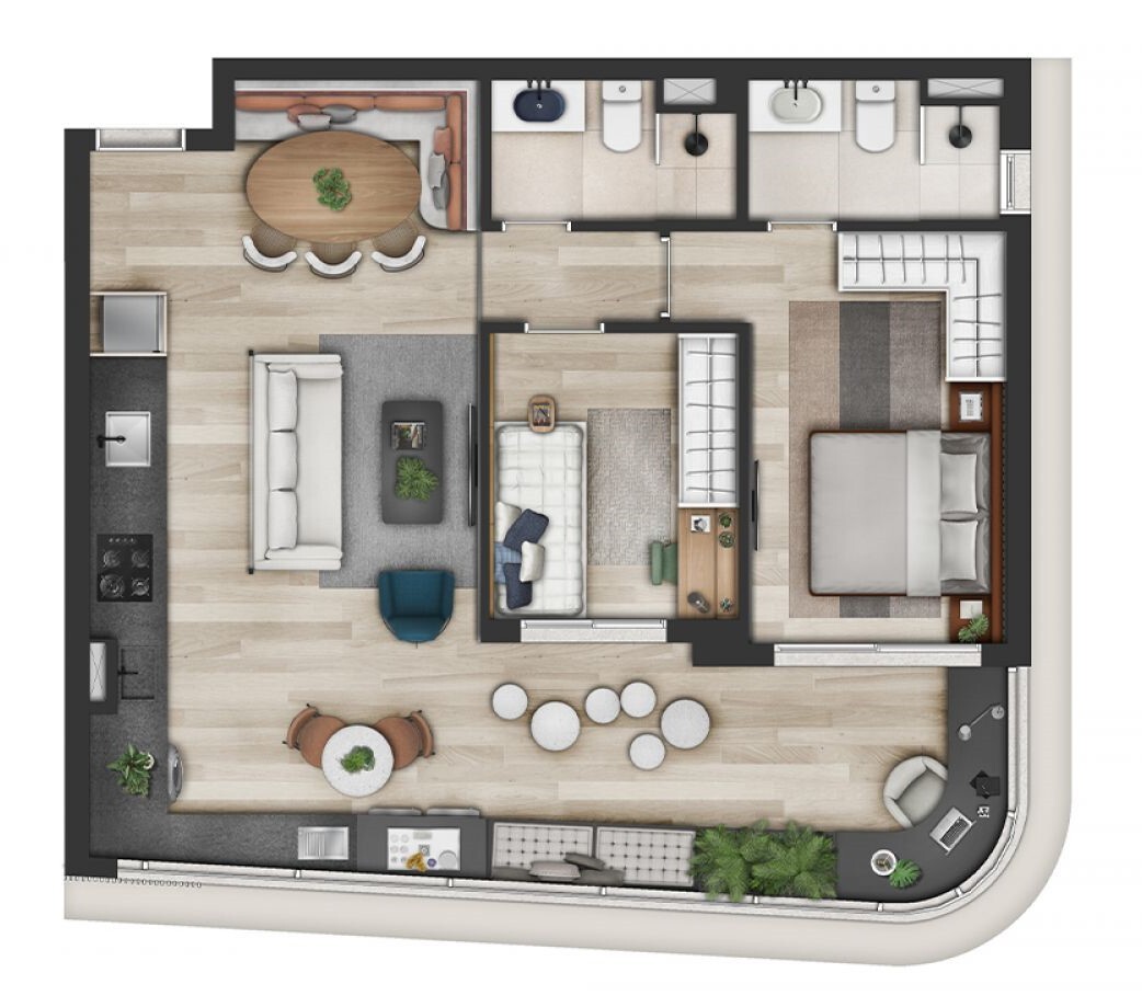 Planta 03 - 2 dorm 76m² - opção