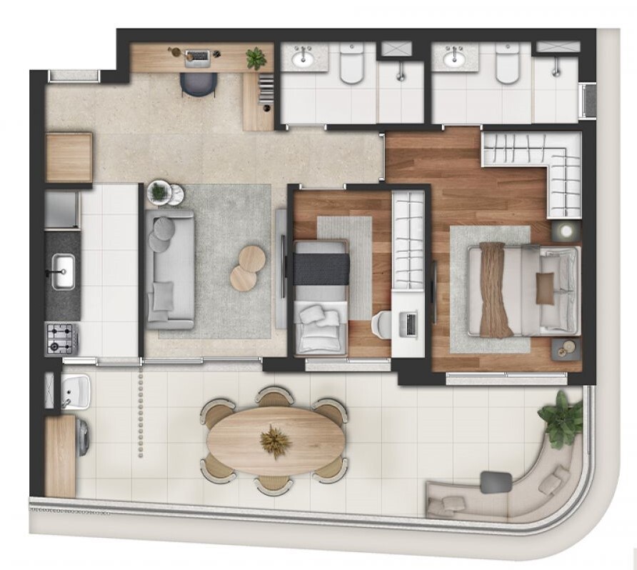 Planta 04 - 2 dorm 76m²