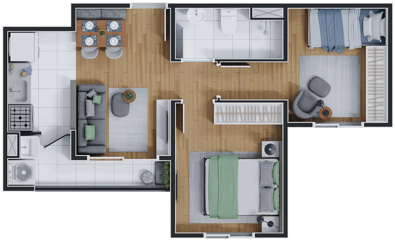 Planta 04 - 2 dorm 40 40m²