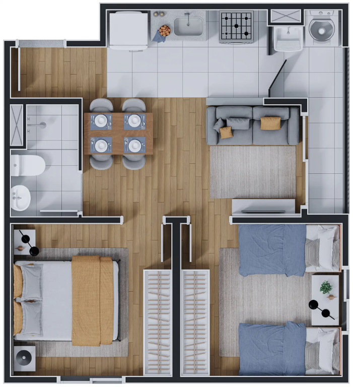 Planta 06 - 2 dorm 40 68m²