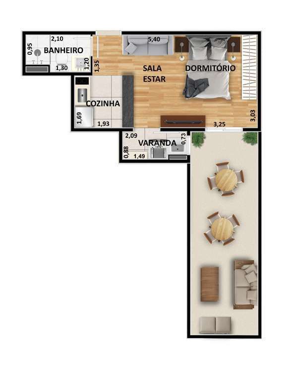Planta 11 - 1 dorm 39 92m² - garden