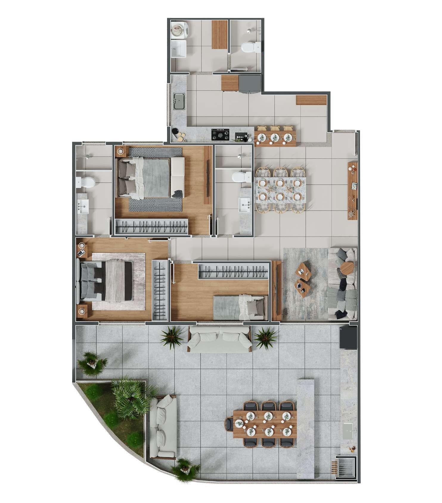 Planta 03 - 3 dorm 133 45m² - garden