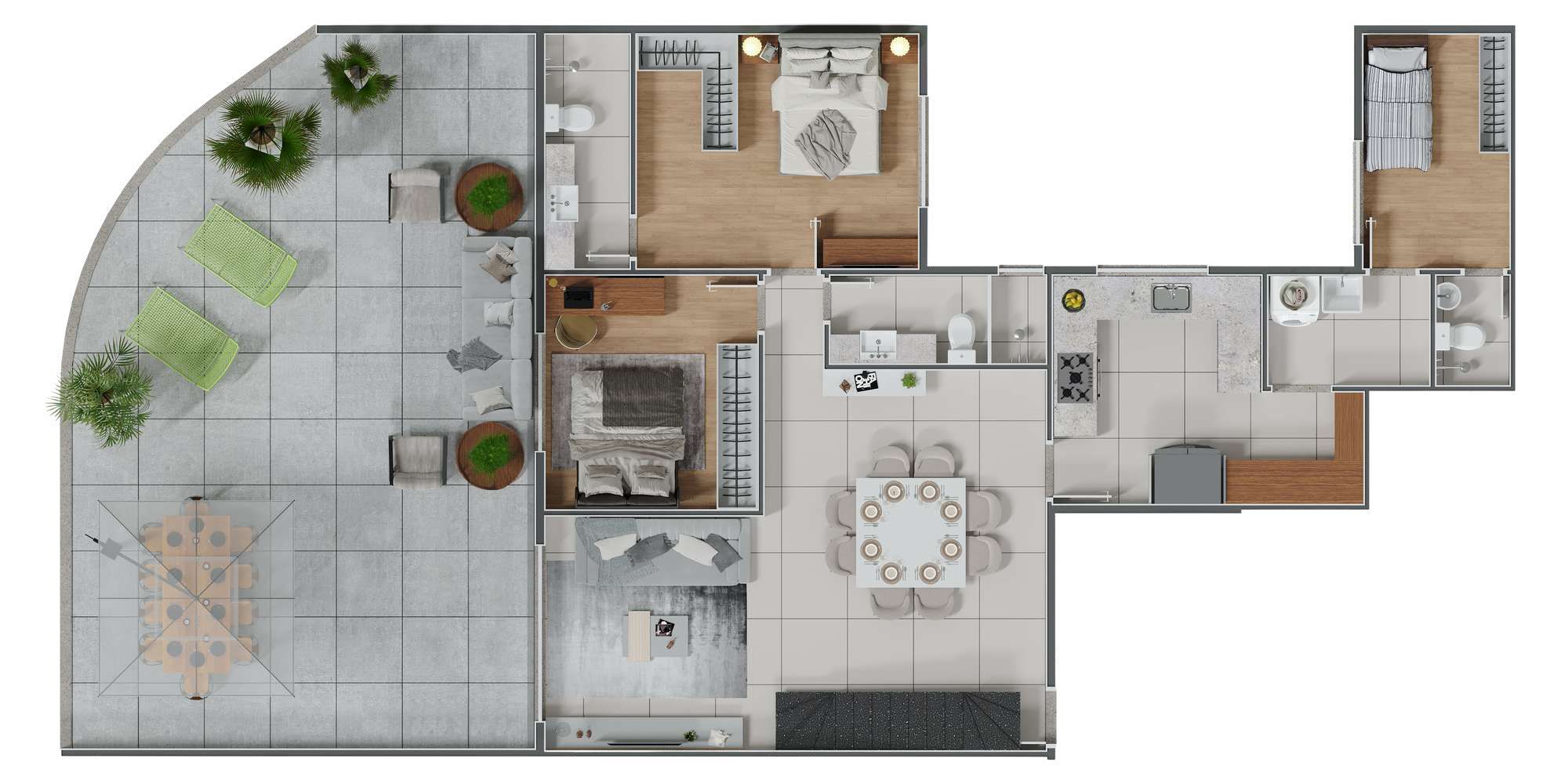 Planta 07 - 4 dorm 290 14m² - cobertura horizontal