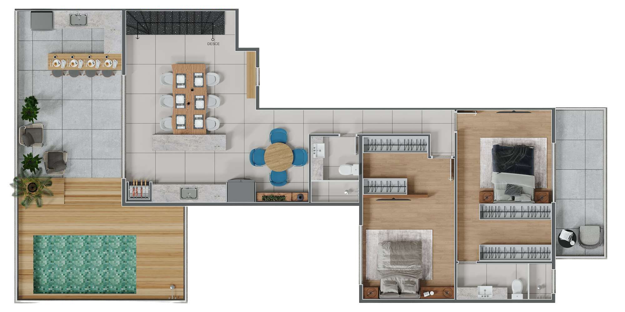 Planta 10 - 4 dorm 293 99m² - cobertura duplex - superior - opção