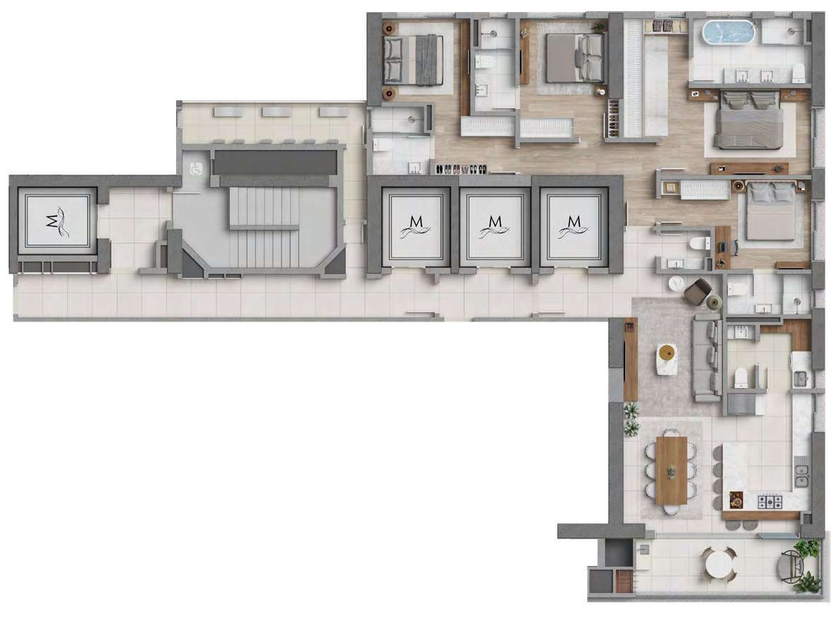 Planta 02 - 4 dorm 177 78m²