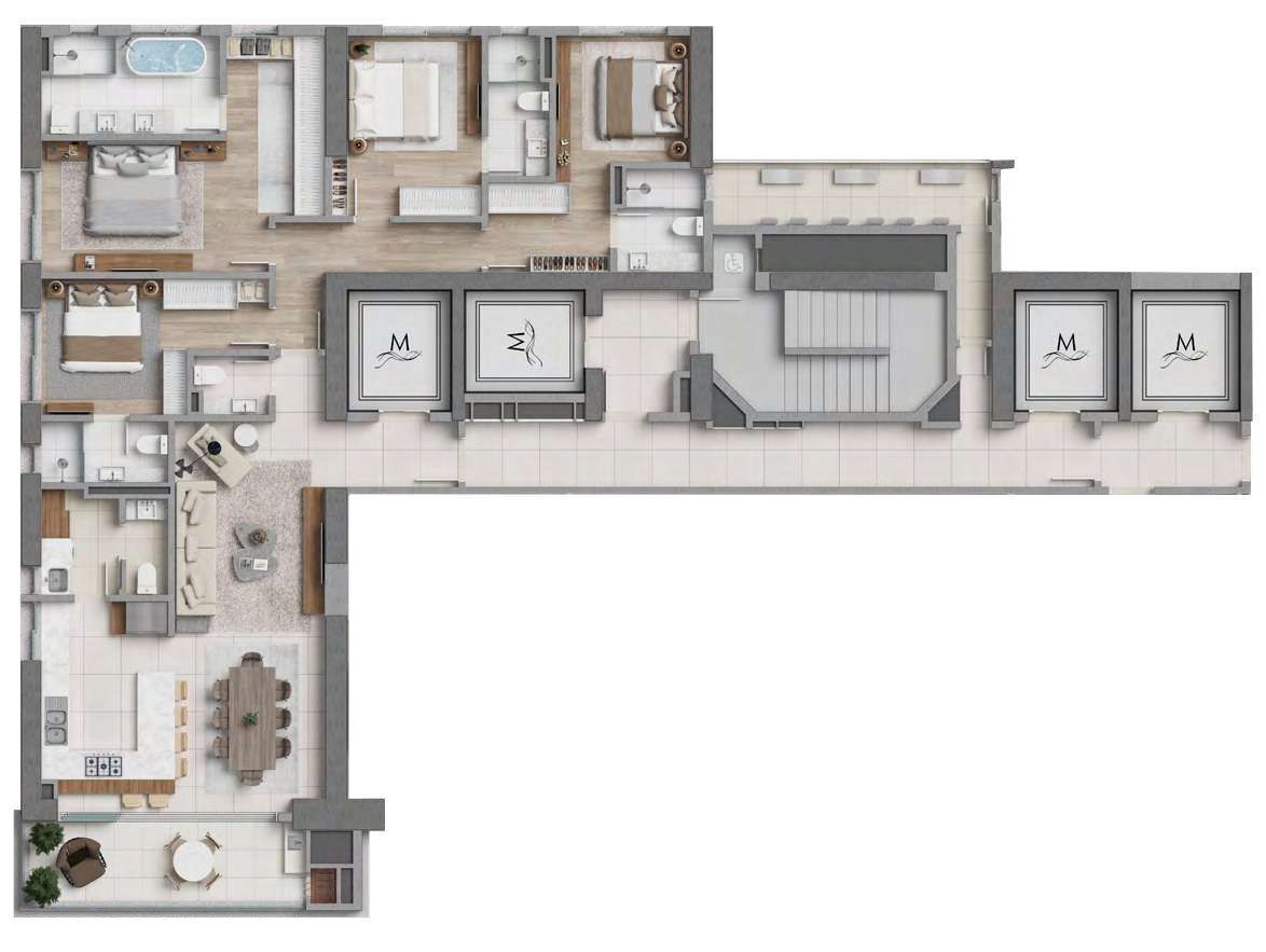 Planta 03 - 4 dorm 178 17m²
