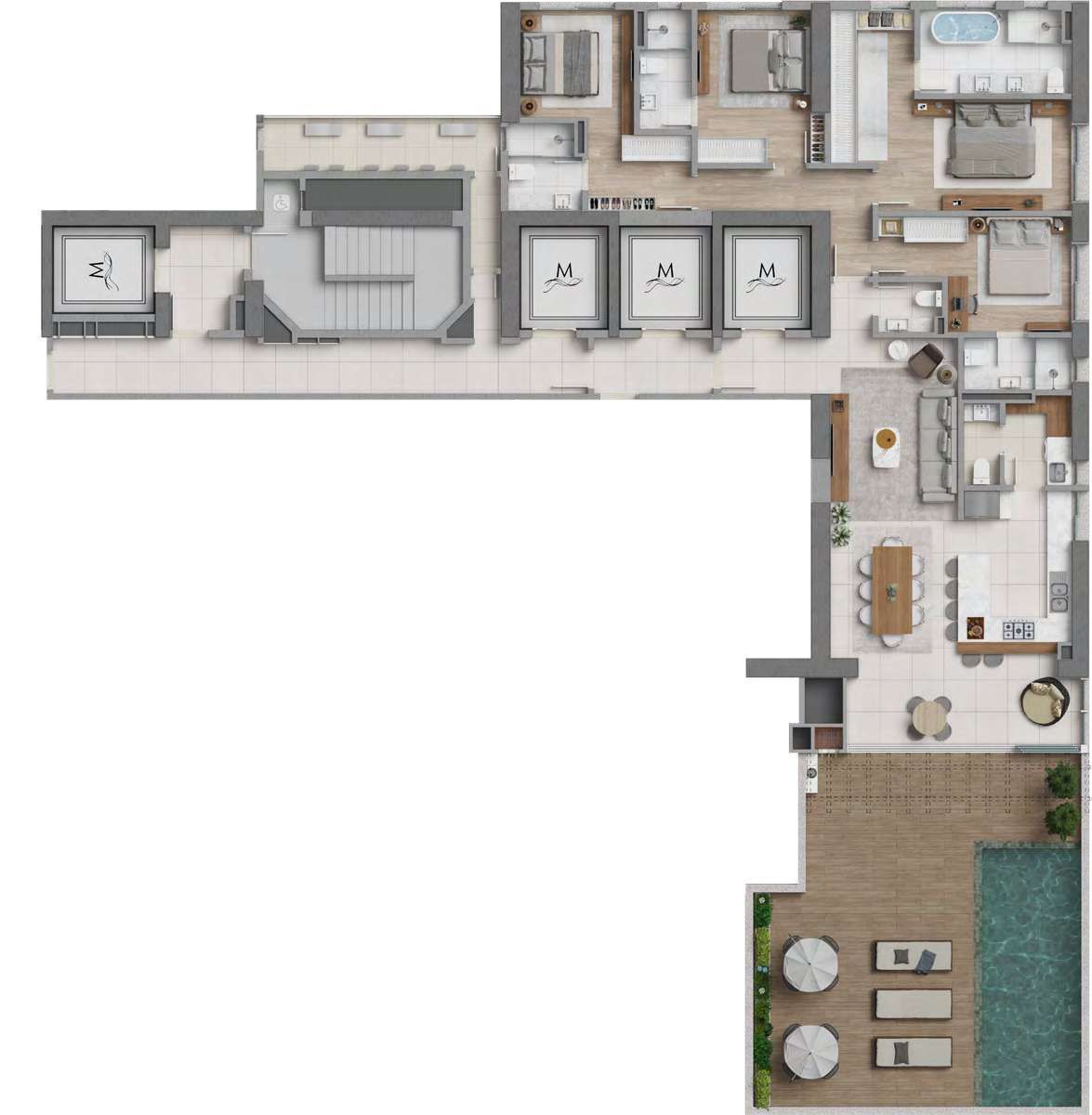Planta 07 - 4 dorm 251 77m² - garden